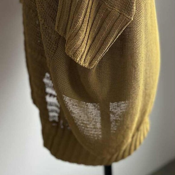 Sarah Pacini Verdant Dijon Linen-Blend Open-Work Asymmetric Knit Sweater – OS - Picture 9 of 13